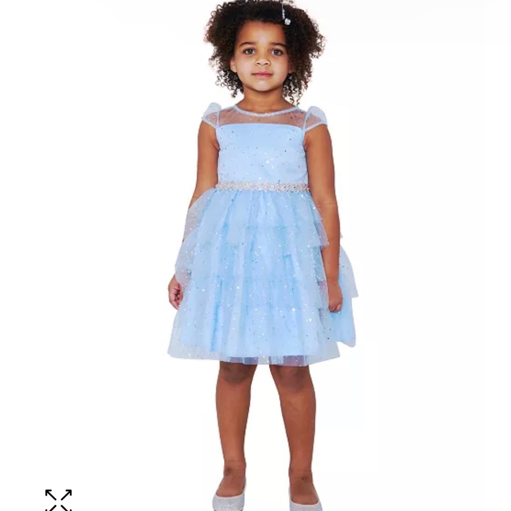Toddler Girls Metallic Foil Dot Tiered Mesh Dress